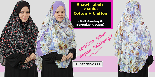 Tudung Labuh 2 Muka Chiffon