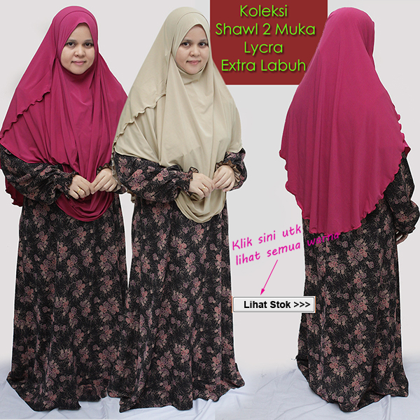 Shawl Lycra 2 Muka Labuh Depan Belakang