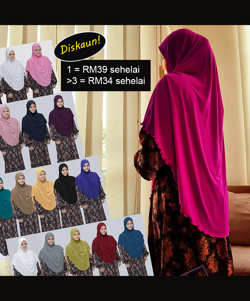 001 Tudung Labuh Pleated Bahu (Moss Crepe)