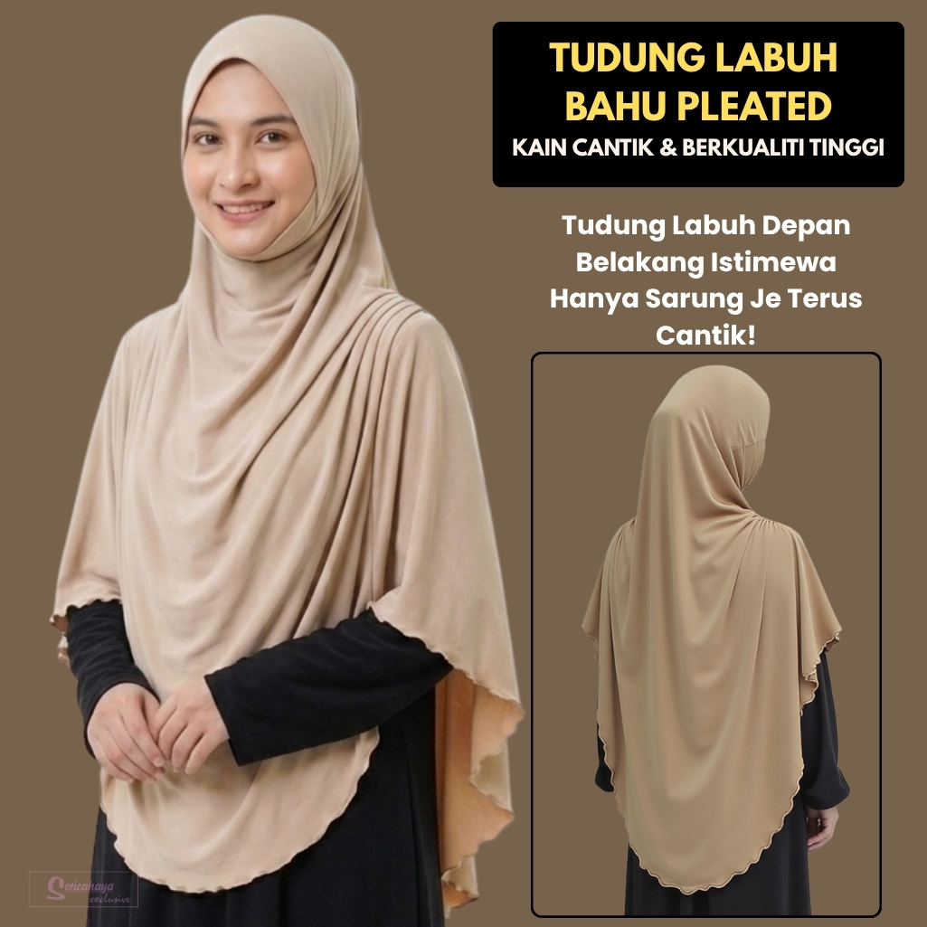 002 Tudung Labuh Pleated Bahu (Lycra)